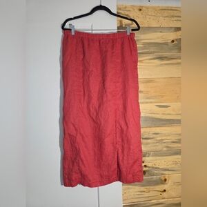 Vintage Stanley Blacker Collection 100% Linen Pink Slit Skirt Womens size 14
